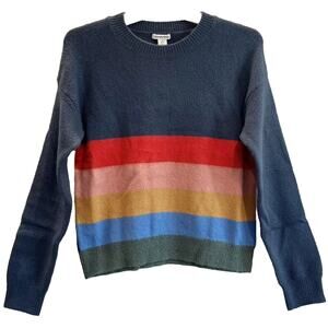 Nordstrom Girls Fun Cotton Sweater M 8/10 Navy & Bold Stripes ✨NEW✨ Super Soft